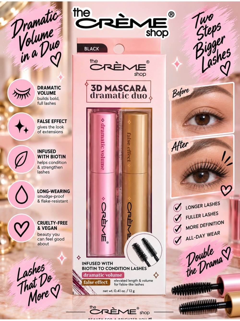 The Crème Shop - 3D Mascara Dramatic Duo - Black